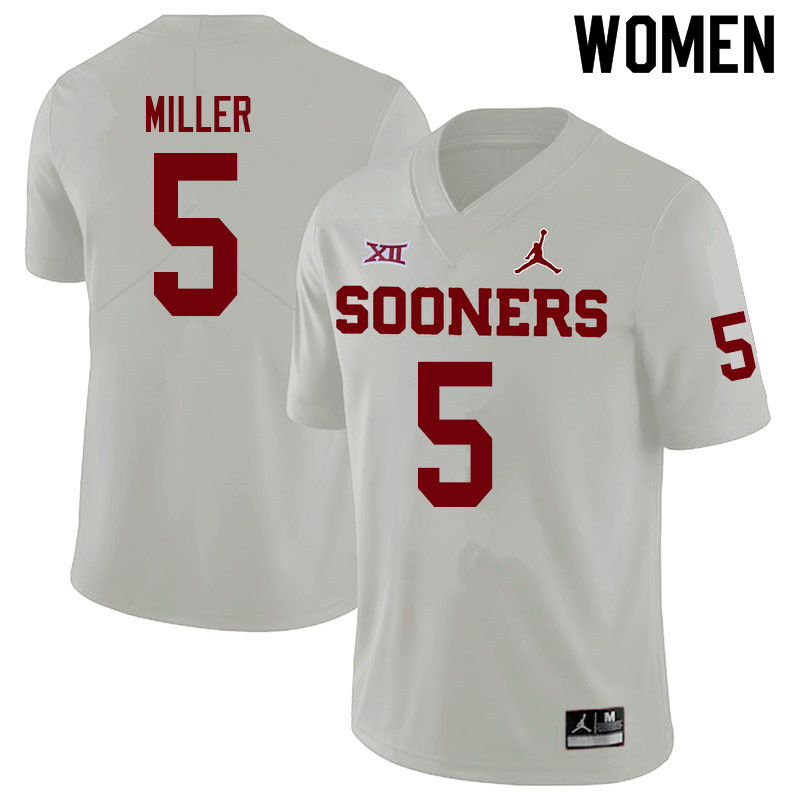 Women #5 A.D. Miller Oklahoma Sooners Jordan Brand College Football Jerseys Sale-White